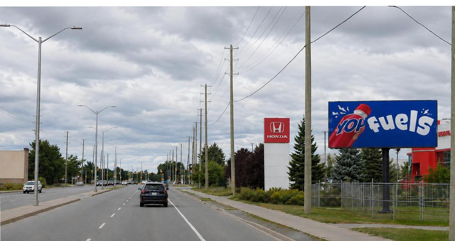 Digital billboard on Mer-Bleue Road in Ottawa